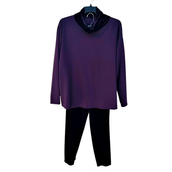 Coldwater Creek Velour 2 Piece Outfit Top Pants Set Size 3X Purple Velvet Lounge - Picture 1 of 9